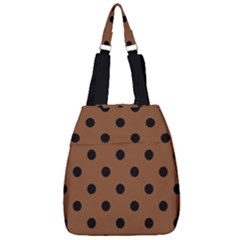 Large Black Polka Dots On Caramel Cafe Brown - Center Zip Backpack by FashionLane