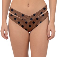 Large Black Polka Dots On Caramel Cafe Brown - Double Strap Halter Bikini Bottom