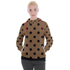 Large Black Polka Dots On Coyote Brown - Women s Hooded Pullover by FashionLane