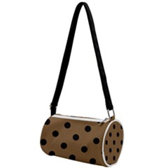 Large Black Polka Dots On Coyote Brown - Mini Cylinder Bag by FashionLane