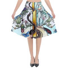 The Illustrated Alphabet - I - By Larenard Flared Midi Skirt by LaRenard