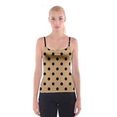 Large Black Polka Dots On Pale Brown - Spaghetti Strap Top by FashionLane