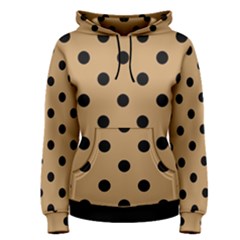 Large Black Polka Dots On Pale Brown - Women s Pullover Hoodie by FashionLane