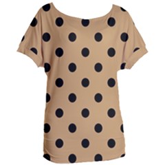 Large Black Polka Dots On Pale Brown - Women s Oversized Tee by FashionLane