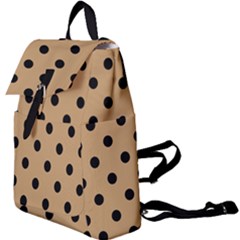 Large Black Polka Dots On Pale Brown - Buckle Everyday Backpack by FashionLane