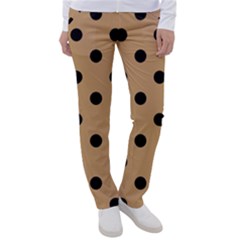 Large Black Polka Dots On Pale Brown - Women s Casual Pants by FashionLane