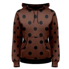 Large Black Polka Dots On Emperador Brown - Women s Pullover Hoodie by FashionLane