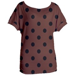 Large Black Polka Dots On Emperador Brown - Women s Oversized Tee by FashionLane