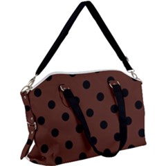 Large Black Polka Dots On Emperador Brown - Canvas Crossbody Bag by FashionLane