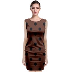 Large Black Polka Dots On Emperador Brown - Classic Sleeveless Midi Dress by FashionLane