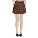 Large Black Polka Dots On Emperador Brown - Pleated Mini Skirt View2