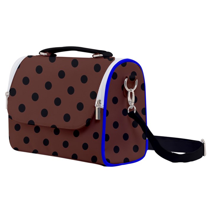 Large Black Polka Dots On Emperador Brown - Satchel Shoulder Bag