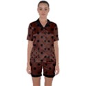 Large Black Polka Dots On Emperador Brown - Satin Short Sleeve Pajamas Set View1