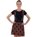 Large Black Polka Dots On Emperador Brown - Velvet Suspender Skater Skirt View1