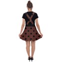 Large Black Polka Dots On Emperador Brown - Velvet Suspender Skater Skirt View2