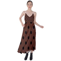 Large Black Polka Dots On Emperador Brown - Tie Back Maxi Dress by FashionLane