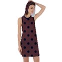 Large Black Polka Dots On Emperador Brown - Racer Back Hoodie Dress View1