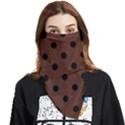 Large Black Polka Dots On Emperador Brown - Face Covering Bandana (Triangle) View1