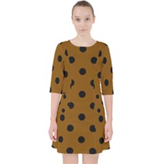 Large Black Polka Dots On Just Brown - Pocket Dress by FashionLane