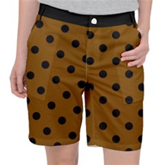 Large Black Polka Dots On Just Brown - Pocket Shorts by FashionLane