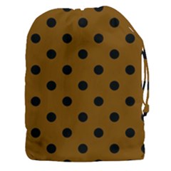 Large Black Polka Dots On Just Brown - Drawstring Pouch (3xl) by FashionLane