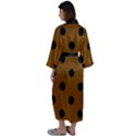 Large Black Polka Dots On Just Brown - Maxi Satin Kimono View2