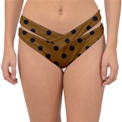 Large Black Polka Dots On Just Brown - Double Strap Halter Bikini Bottom