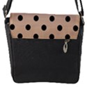 Large Black Polka Dots On Toasted Almond Brown - Flap Closure Messenger Bag (S) View1