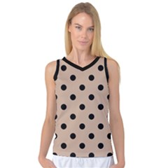 Large Black Polka Dots On Toasted Almond Brown - Women s Basketball Tank Top by FashionLane