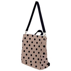 Large Black Polka Dots On Toasted Almond Brown - Crossbody Backpack by FashionLane