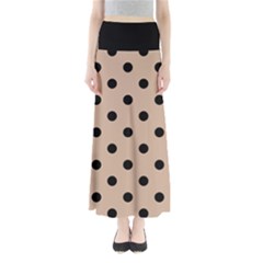 Large Black Polka Dots On Toasted Almond Brown - Full Length Maxi Skirt by FashionLane