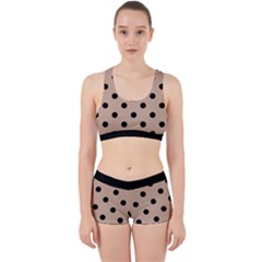 Large Black Polka Dots On Toasted Almond Brown - Work It Out Gym Set by FashionLane