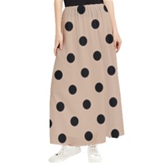 Large Black Polka Dots On Toasted Almond Brown - Maxi Chiffon Skirt