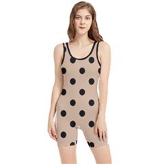 Large Black Polka Dots On Toasted Almond Brown - Women s Wrestling Singlet