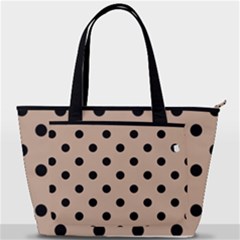 Large Black Polka Dots On Toasted Almond Brown - Back Pocket Shoulder Bag  by FashionLane