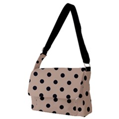 Large Black Polka Dots On Toasted Almond Brown - Full Print Messenger Bag (m) by FashionLane