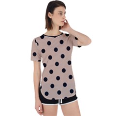 Large Black Polka Dots On Toasted Almond Brown - Perpetual Short Sleeve T-shirt by FashionLane