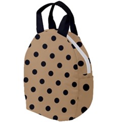 Large Black Polka Dots On Wood Brown - Travel Backpacks by FashionLane