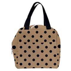 Large Black Polka Dots On Wood Brown - Boxy Hand Bag by FashionLane