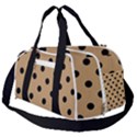 Large Black Polka Dots On Wood Brown - Burner Gym Duffel Bag View2