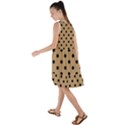 Large Black Polka Dots On Wood Brown - Frill Swing Dress View2