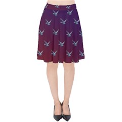 Blue Bird Of Happiness - Dark - By Larenard Velvet High Waist Skirt by LaRenard