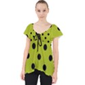 Large Black Polka Dots On Acid Green - Lace Front Dolly Top View1