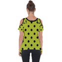 Large Black Polka Dots On Acid Green - Cut Out Side Drop Tee View2