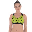 Large Black Polka Dots On Acid Green - Cross String Back Sports Bra View1