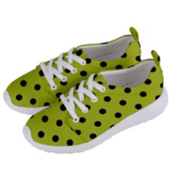 Large Black Polka Dots On Acid Green - Women s Lightweight Sports Shoes by FashionLane