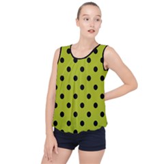 Large Black Polka Dots On Acid Green - Bubble Hem Chiffon Tank Top by FashionLane