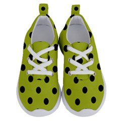 Large Black Polka Dots On Acid Green - Running Shoes by FashionLane