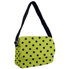 Large Black Polka Dots On Acid Green - Courier Bag by FashionLane