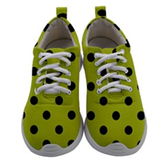 Large Black Polka Dots On Acid Green - Athletic Shoes by FashionLane